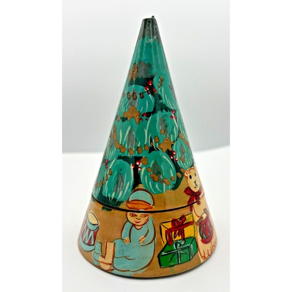 Dept 56 Wooden Nesting Christmas Trees Toys Set of 3 Handpainted Vintage - Picture 4 of 16